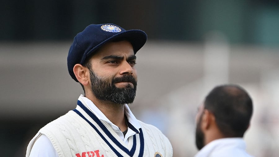 Kohli reacts at the end of the innings. Credit: AFP Photo