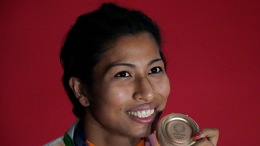 Bronze medalist India's Lovlina Borgohain. Credit: AP Photo