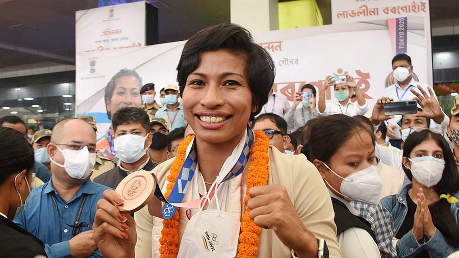 Boxer Lovlina Borgohain arrives in Guwahati. Credit: PTI Photo