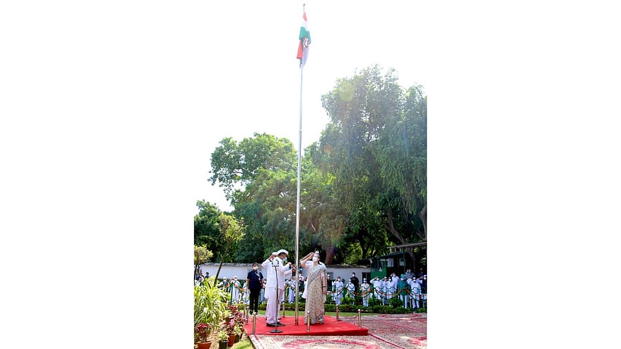 Congress leader Sonia Gandhi at Independence Day event. Credit: Twitter/@SevadalWB