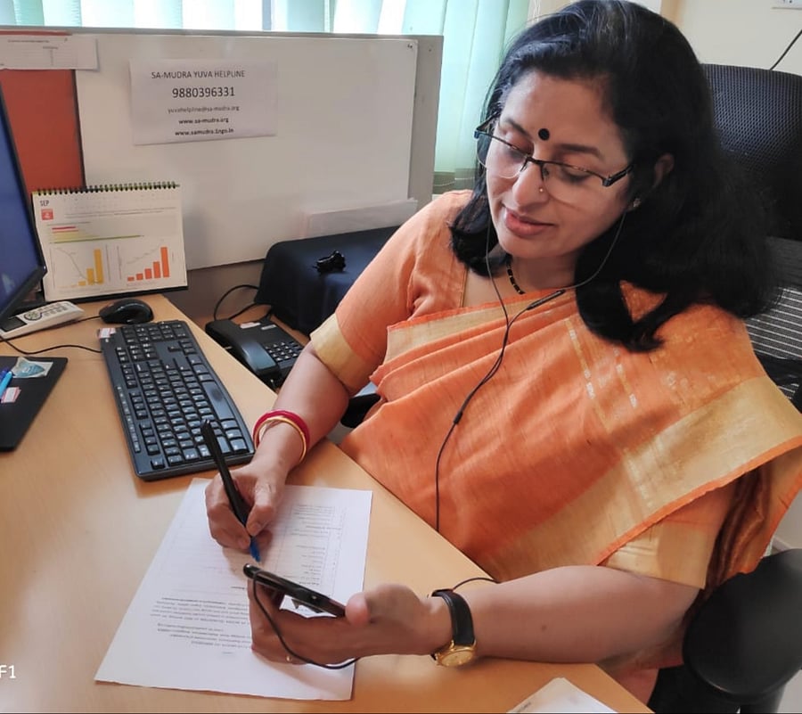 Sa-Mudra Yuva Helpline receives 10 to 15 distress calls every day, says Bharathi Singh, founder of Sa-Mudra Foundation.