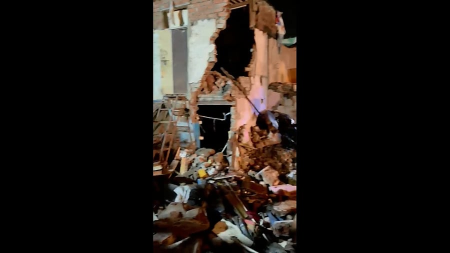 Debris seen from the collapse as the rescue efforts continue. Credit: Special Arrangement.
