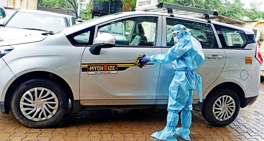 Car rentals are focusing on safety. (Above) At MyChoize, airing and sanitising of cars is done regularly.