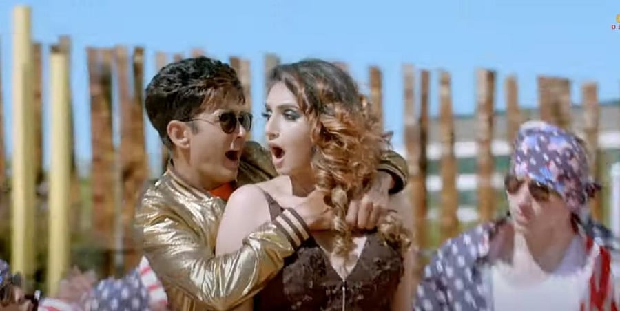 A scene from 'Adhyaksha In America'.