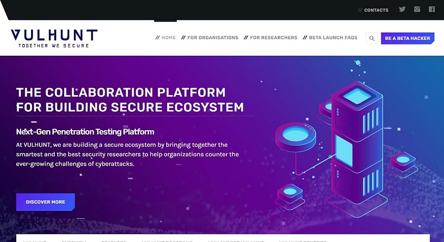 A screenshot of Vulhunt's website.