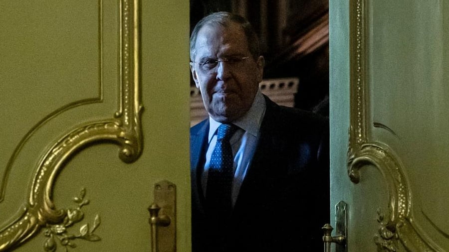 Russian Foreign Minister Sergey Lavrov arrives to a signing ceremony during a meeting with his Nicaraguan counterpart in Moscow on July 19, 2021. Credit: AFP Photo