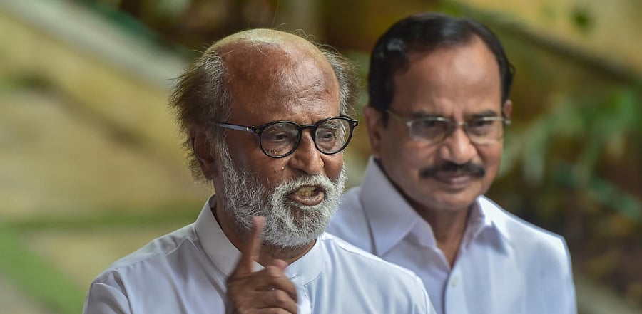 Rajinikanth, 70, had promised ‘spiritual’ and clean politics, but now says he is staying away from politics because he got ‘a warning from God’. Credit: PTI file photo.