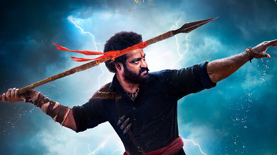 JR NTR in the latest poster of 'RRR'. Credit: Twitter/@tarak9999