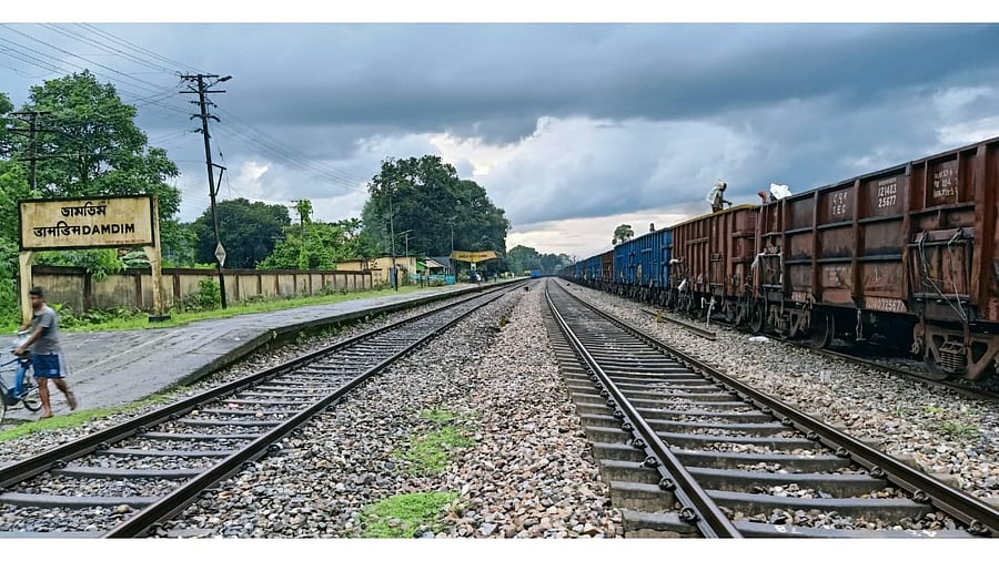 The goods train which used the Haldibari-Chilahati route on Saturday. Credit: Northeast Frontier Railways