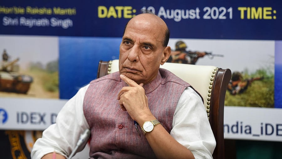 Defence Minister Rajnath Singh during the launch of DISC 5 (Defence India Startup Challange), at South block in New Delhi. Credit: PTI Photo