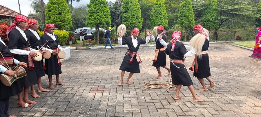Kodavas present a cultural programme during a seminar organised by the CNC in Murnad.