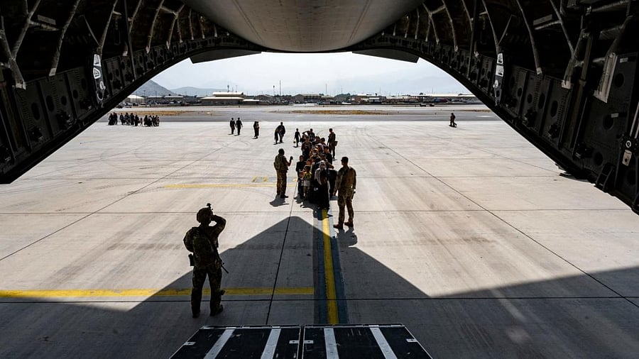 Evacuation at Hamid Karzai International Airport in Kabul. Credit: AFP Photo