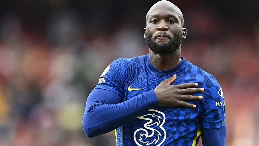 Chelsea's Belgian striker Romelu Lukaku gestures toward supporters at the end of the match during the English Premier League football match between Arsenal and Chelsea at the Emirates Stadium in London. Credit: AFP Photo