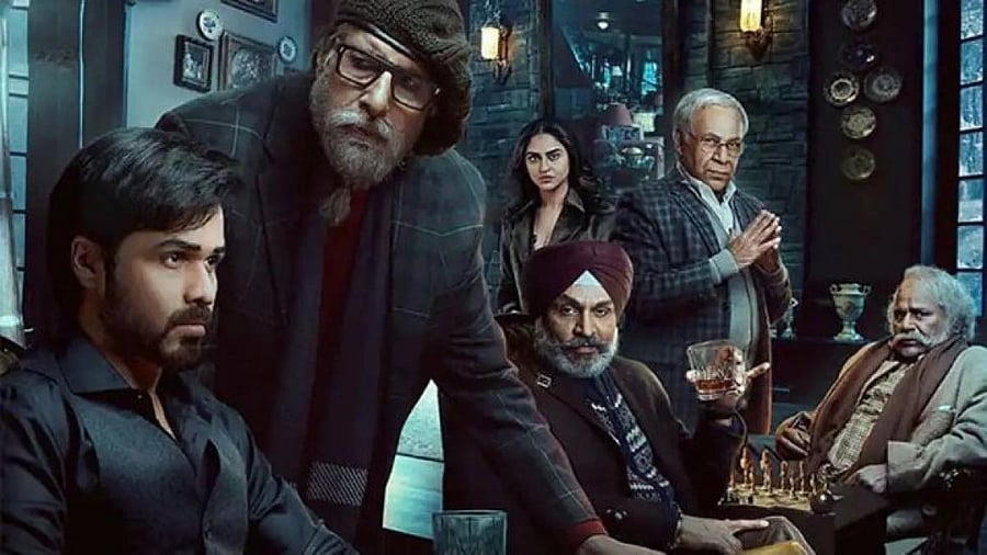 Emran Haashmi (left) pales in front of the fine acting of Amitabh Bachchan in 'Chehre'. 
