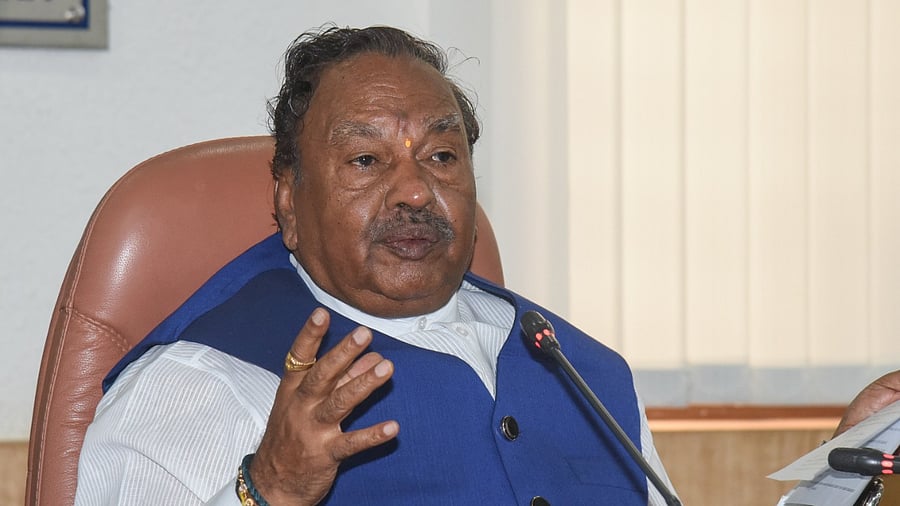 Rural Development & Panchayat Raj Minister K S Eshwarappa. Credit: DH File Photo/S K Dinesh