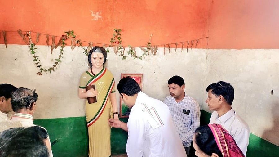 The tribals have built a temple to the former Prime Minister at Padliya village in Khargone district's Jhirniya area. Credit: IANS Photo
