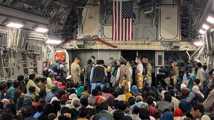 Evacuation from Hamid Karzai International Airport in Kabul. Credit: Reuters Photo