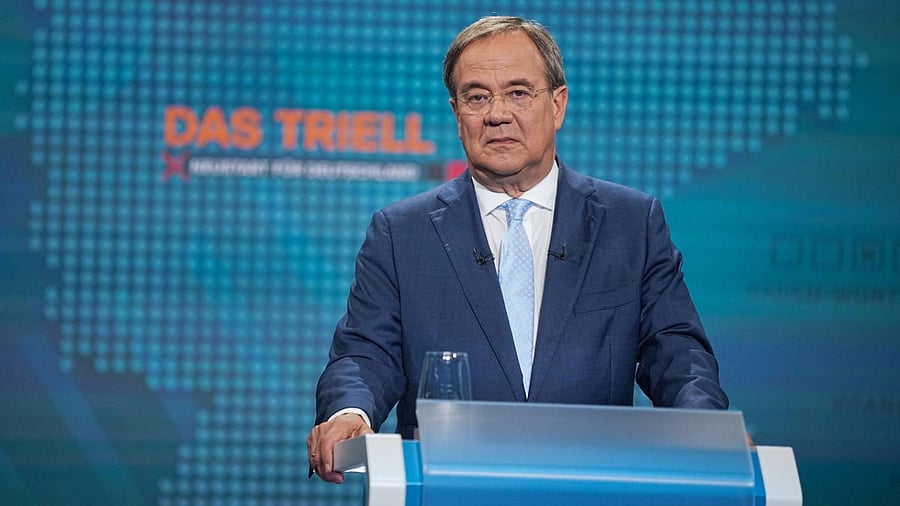 Prime Minister of North Rhine-Westphalia (NRW), leader of the Christian Democratic Union (CDU) and cadidate for chancellor Armin Laschet attends a televised debate of the candidates to succeed Angela Merkel as German chancellor in Berlin. Credit: Reuters photo