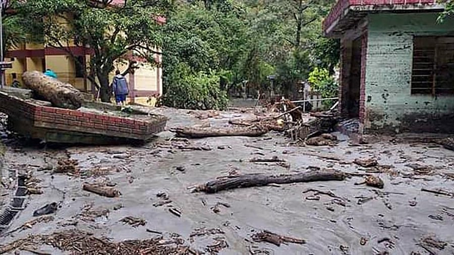 A damaged house after heavy rain at Jumma village in Pithoragarh. Credit: PTI Photo