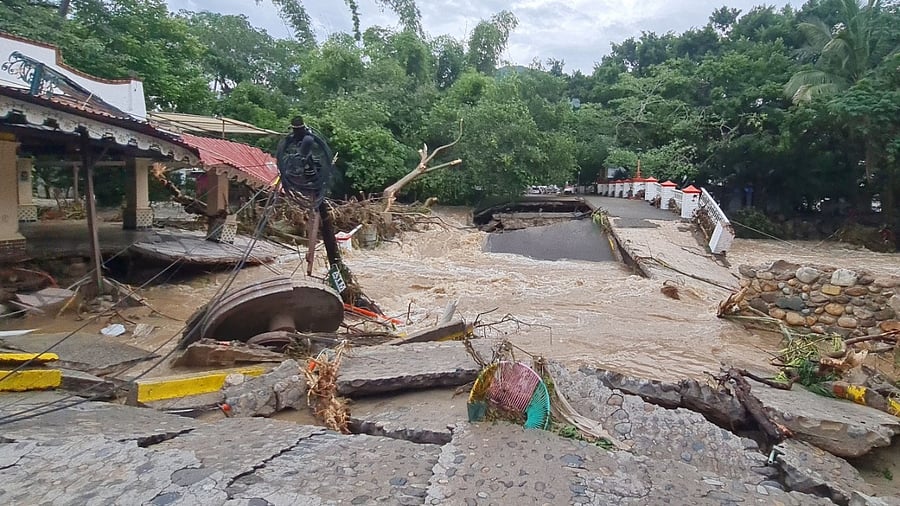 A general view shows a flooded street after Hurricane Nora pounds Mexico coast with heavy rains and strong winds in Puerto Vallarta, in Jalisco state, Mexico. Credit: Reuters photo