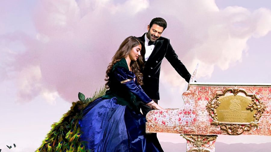 Prabhas, Pooja Hegde in the latest poster of 'Radhe Shyam'. Credit: Twitter/@hegdepooja