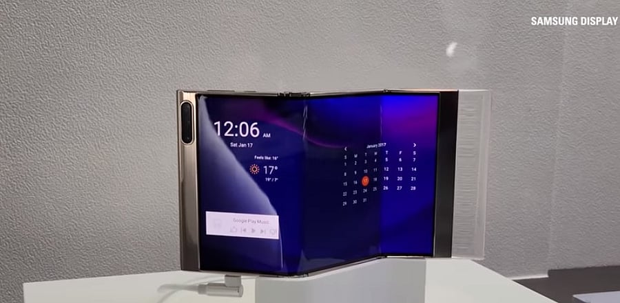 The new double-foldable phone prototype. Credit: Samsung Display