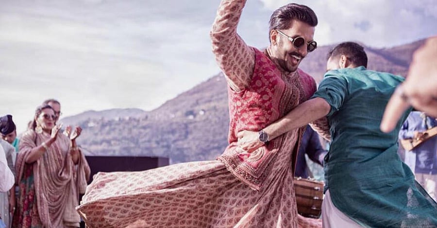 Bollywood actor Ranveer Singh in Sabyasachi's Anarkali dress.