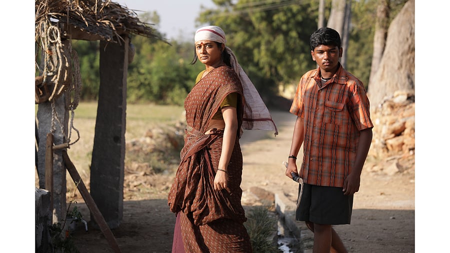 Priyamani in a still from 'Narappa'. Credit: Amazon Prime Video