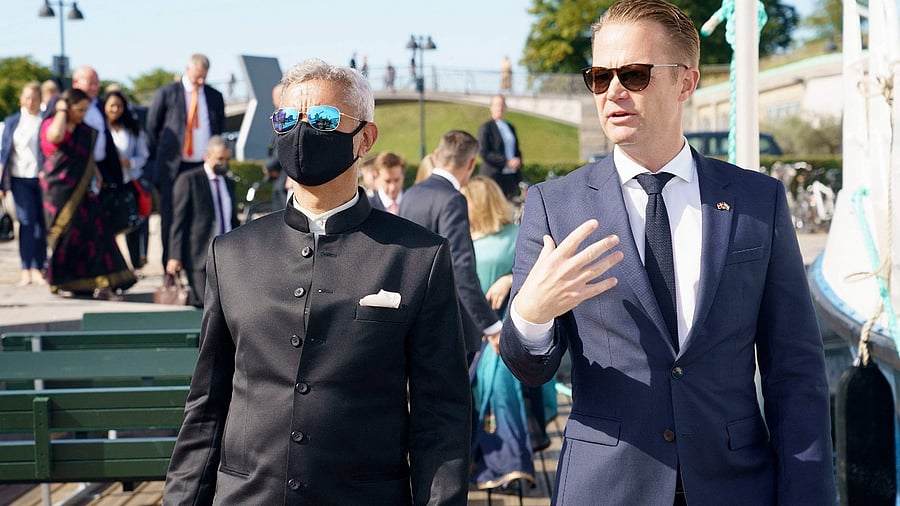 India's Minister of External Affairs Subrahmanyam Jaishankar (L) and the Danish Foreign Minister Jeppe Kofod. Credit: AFP Photo