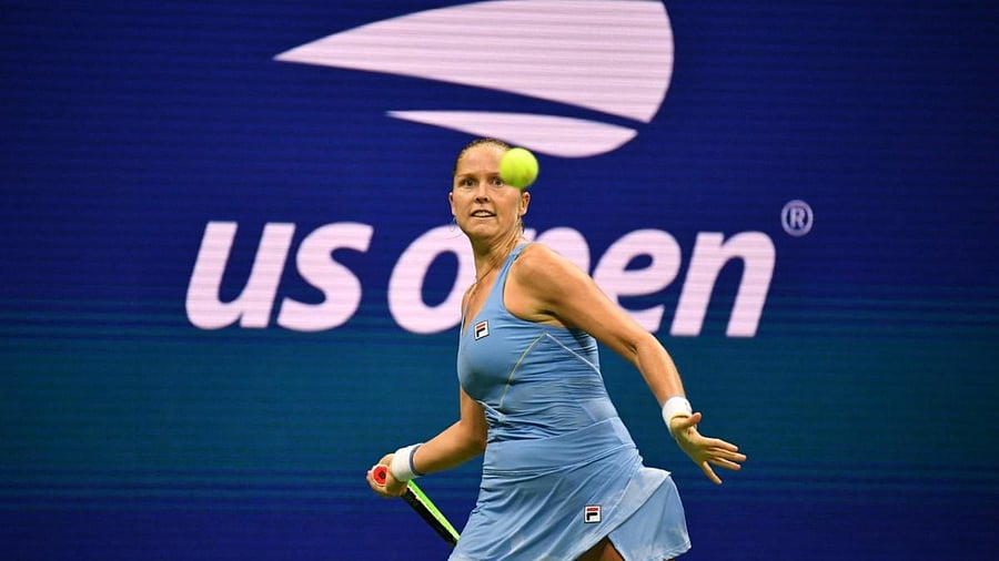 US player Shelby Rogers hits a return to Australia's Ashleigh Barty during their 2021 US Open Tennis tournament women's singles third round match at the USTA Billie Jean King National Tennis Center in New York. Credit: AFP Photo