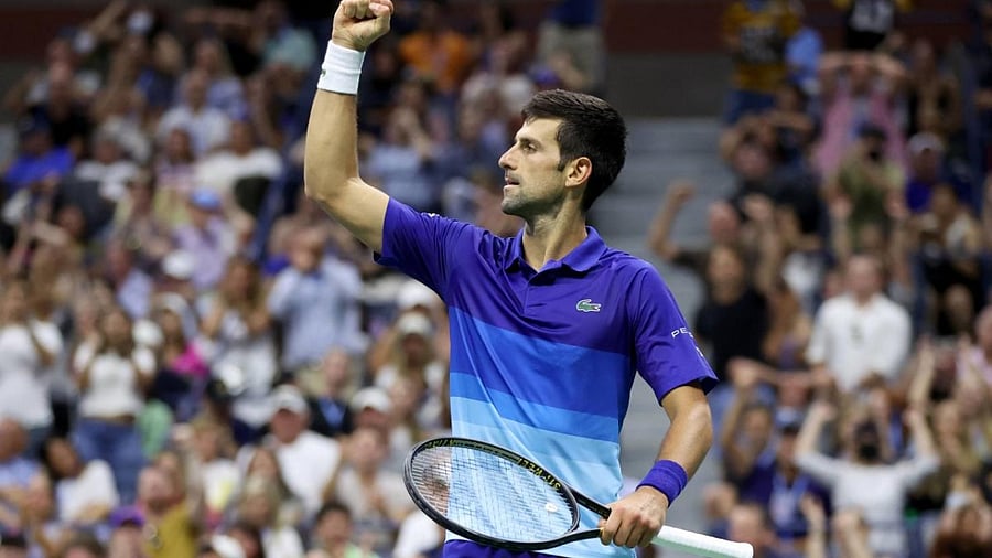 Novak Djokovic of Serbia celebrates defeating Jenson Brooksby of the United States during his Men’s Singles round of 16 match on Day Eight of the 2021 US Open at USTA Billie Jean King National Tennis Center. Credit: AFP Photo