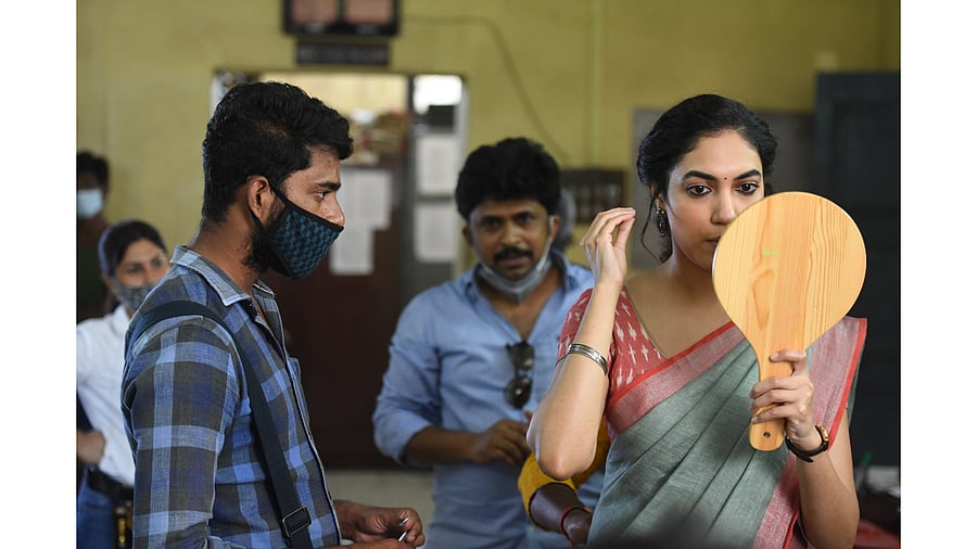 Ritu Varma on the shoot location of 'Tuck Jagadish'. Credit: Amazon Prime Video