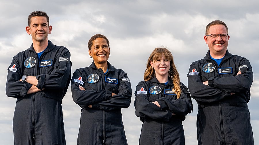 The four passengers are supposed to embody the opening-up of space to everyone, giving the mission its name: Inspiration4. Credit: AFP Photo