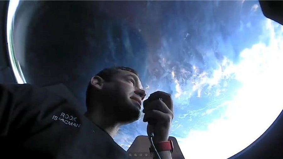 Inspiration4 crew member Jared Isaacman seen on their first day in space. Credit: Reuters Photo