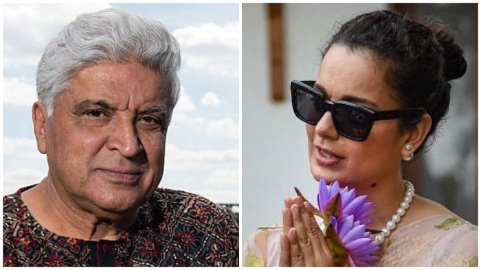 Lyricist Javed Akhtar and actor Kangana Ranaut. Credit: Getty/PTI Photos
