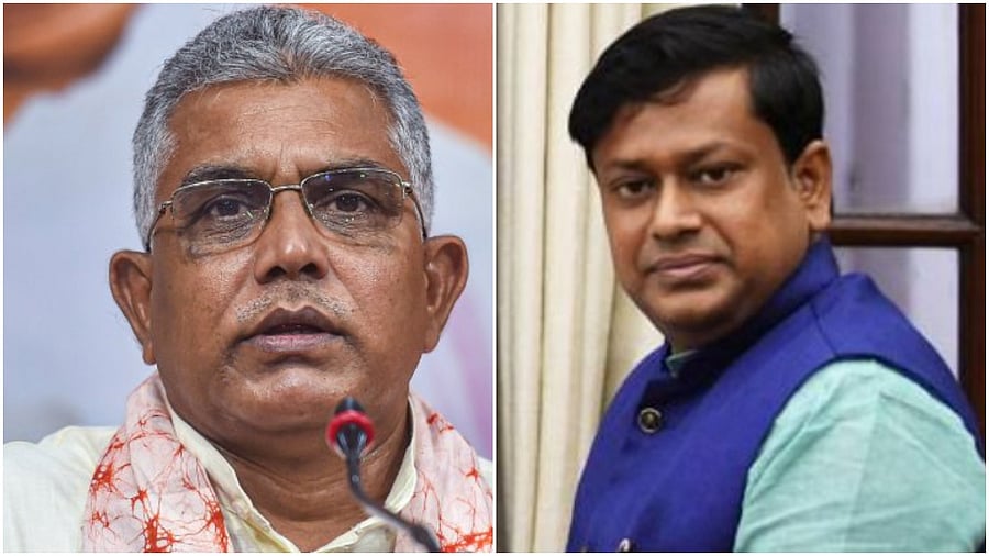 Dilip Ghosh (left), Sukanta Majumdar. Credit: PTI/ Twitter/@DrSukantaMajum1