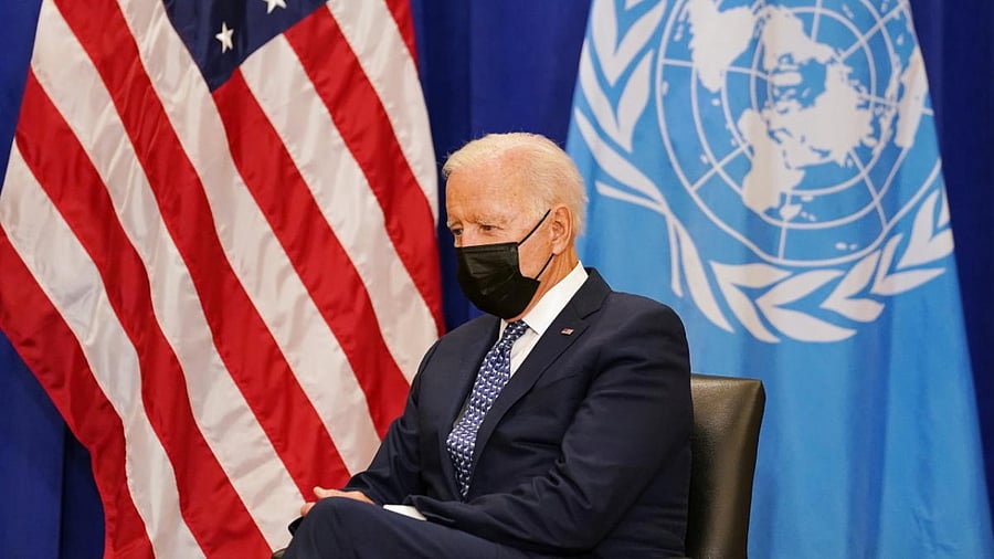 US President Joe Biden meets with United Nations Secretary-General Antonio Guterres at the 76th Session of the UN General Assembly in New York. Credit: Reuters photo