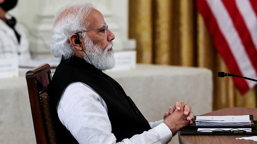 Prime Minister Narendra Modi participates in a 'Quad nations' meeting at the Leaders' Summit of the Quadrilateral Framework. Credit: Reuters Photo