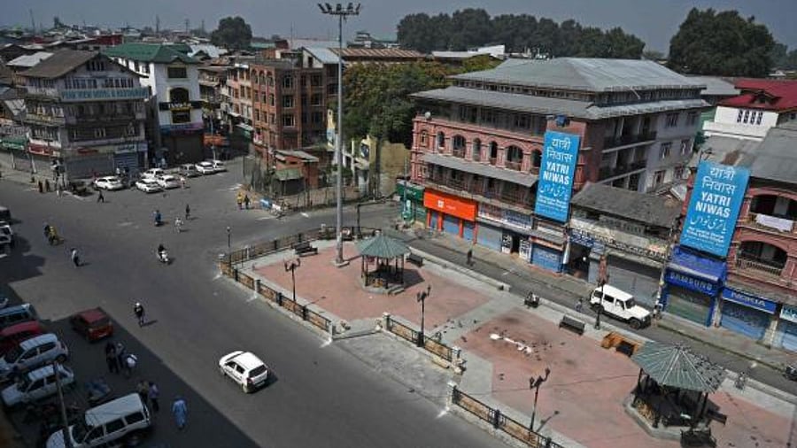 A general view of the Lal Chowk area is pictured in Srinagar. Credit: AFP File Photo