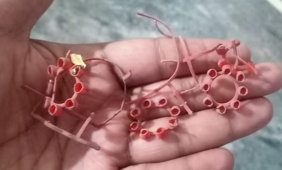 Ring caps recovered from the blast site. Credit: DH Photo