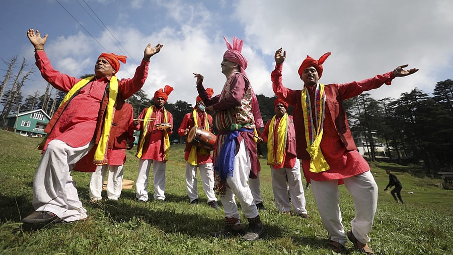 Artists perform during the second day of the Monsoon festival at Patnitop on the outskirts of Jammu. Credit: PTI Photo