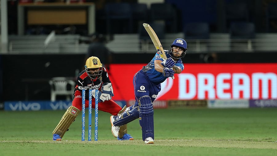 Ishan Kishan of Mumbai Indians during match 39 of the Indian Premier League between the Royal Challengers Bengaluru and Mumbai Indias, held at the Dubai International Stadium in the United Arab Emirates, Sunday. Credit: PTI Photo