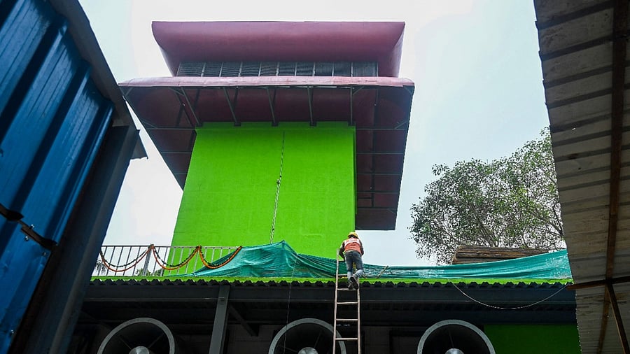The smog tower can purify air in a one-km radius around the structure, at a rate of around 1,000 cubic metres per second. Credit: AFP File Photo