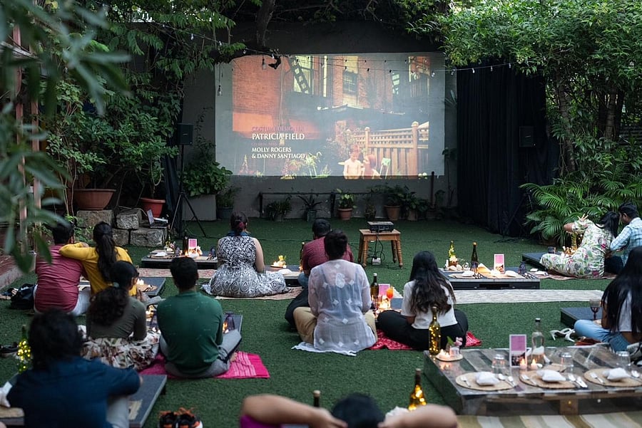 A film screening at The Courtyard, Shanti Nagar.