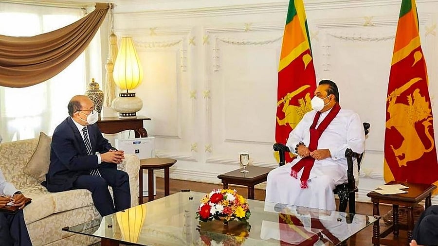 Foreign Secretary Harsh Vardhan Shringla called on Sri Lankan Prime Minister Mahinda Rajapaksa and had a productive discussion on further consolidating the multifaceted India-Sri Lanka partnership. Credit: PTI Photo
