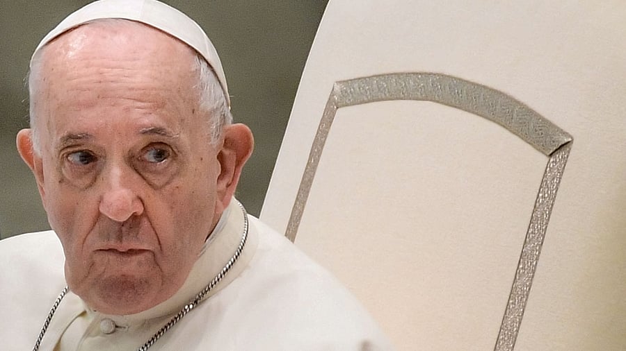 Pope Francis looks on during the weekly general audience on October 6, 2021 at Paul-VI hall in the Vatican. Credit: AFP Photo