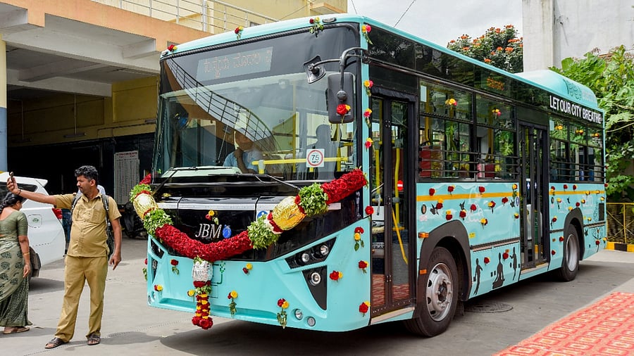 The basic problem lies in the limited mileage of the buses (120 km on a single charge). Credit: DH Photo/M S Manjunath