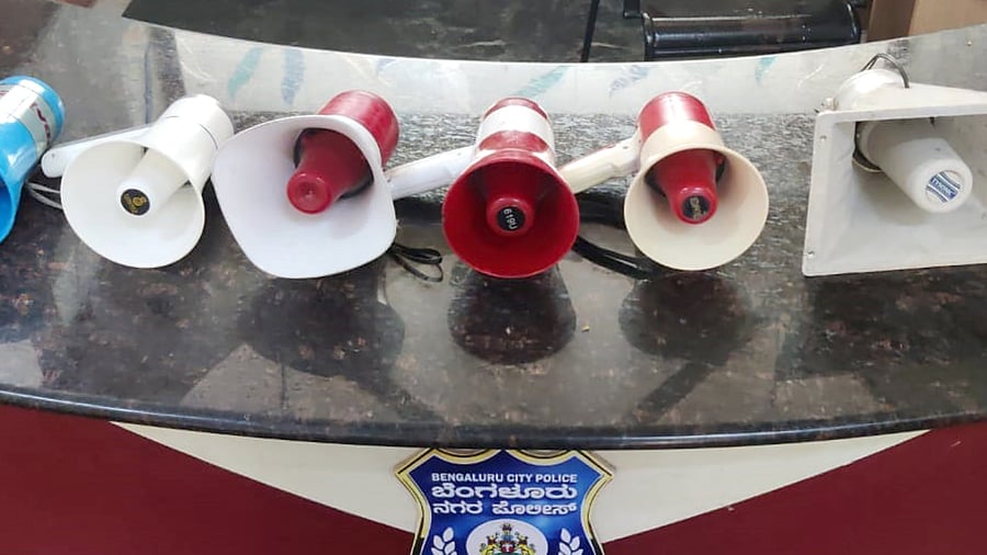 Megaphones seized during the drive. Credit: DH Photo