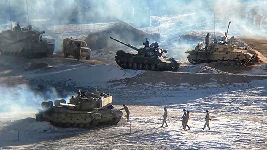 This file undated handout photograph released by the Indian Army shows People Liberation Army (PLA) soldiers and tanks during along the Line of Actual Control. Credit: AFP File Photo