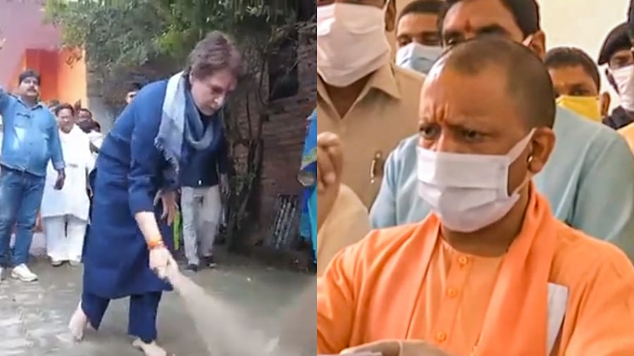 Congress leader Priyanka Gandhi Vadra (left) and UP CM Yogi Adityanath. Credit: Twitter/@priyankagandhi and PTI Photos